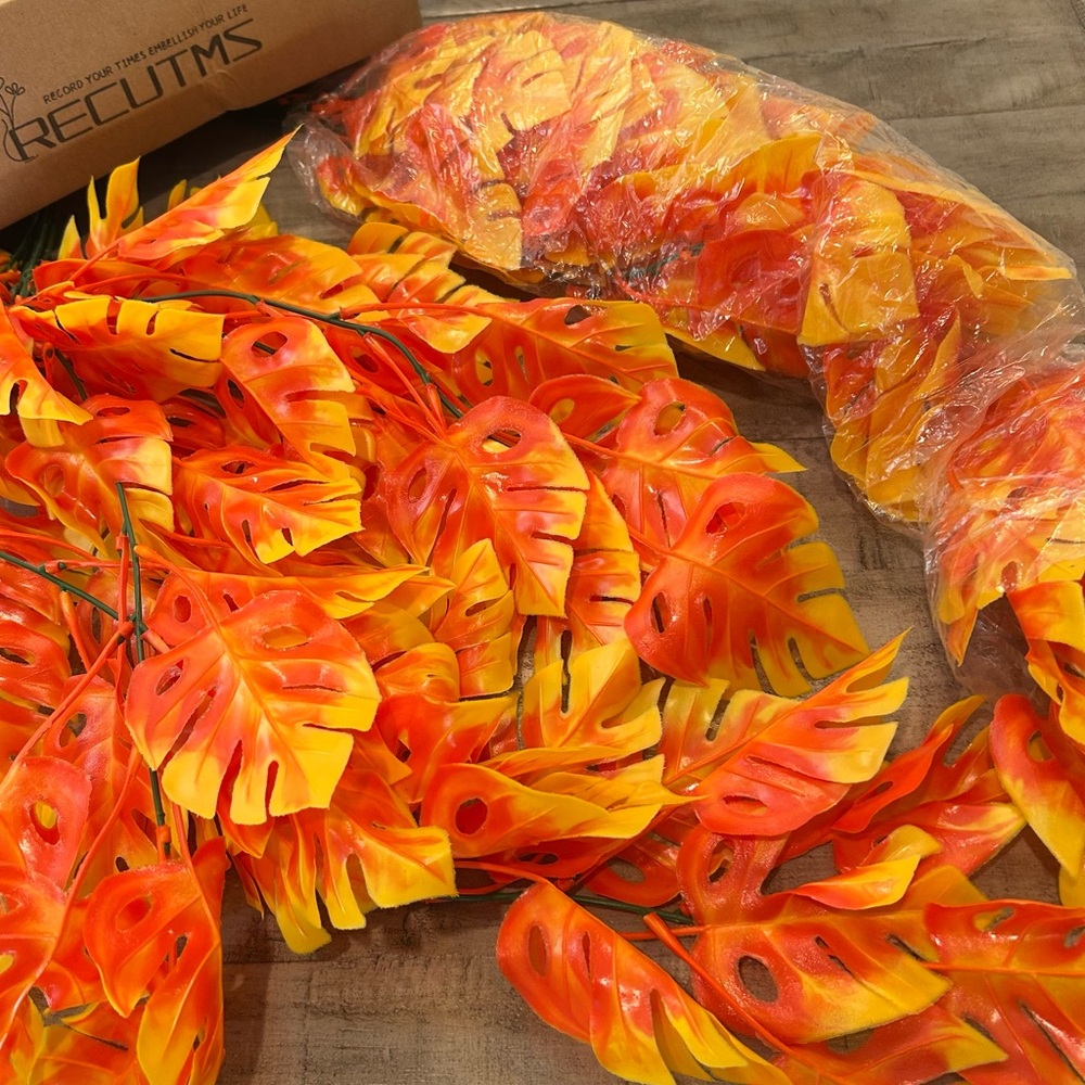 3 Packs Artificial Fall Palm Leaves for Autumn Hanging Plant/Wreath Sustainable